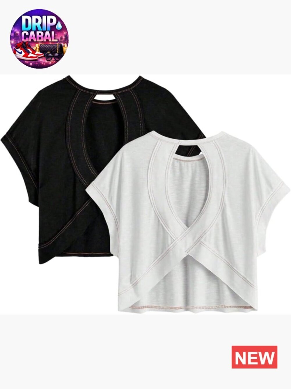 Open Back Criss Cross Cut Out Short Sleeve Tee